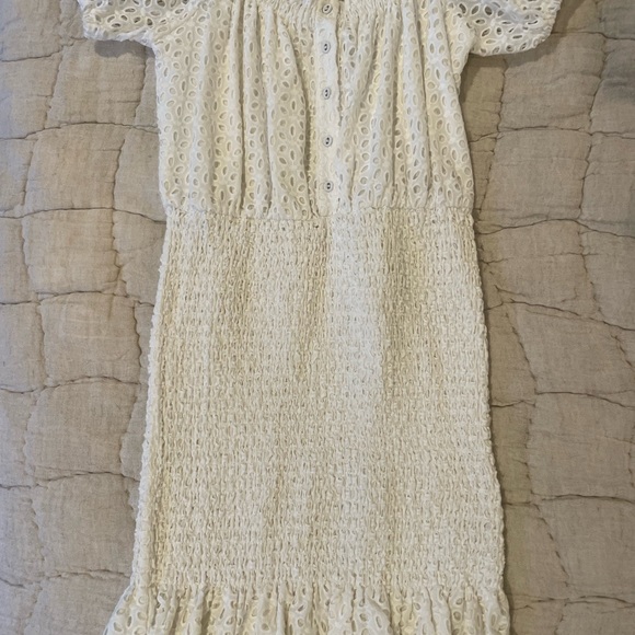 Astr The Label Desi Off The Shoukder Smocked Eyelet Mini Dress - Picture 5 of 9